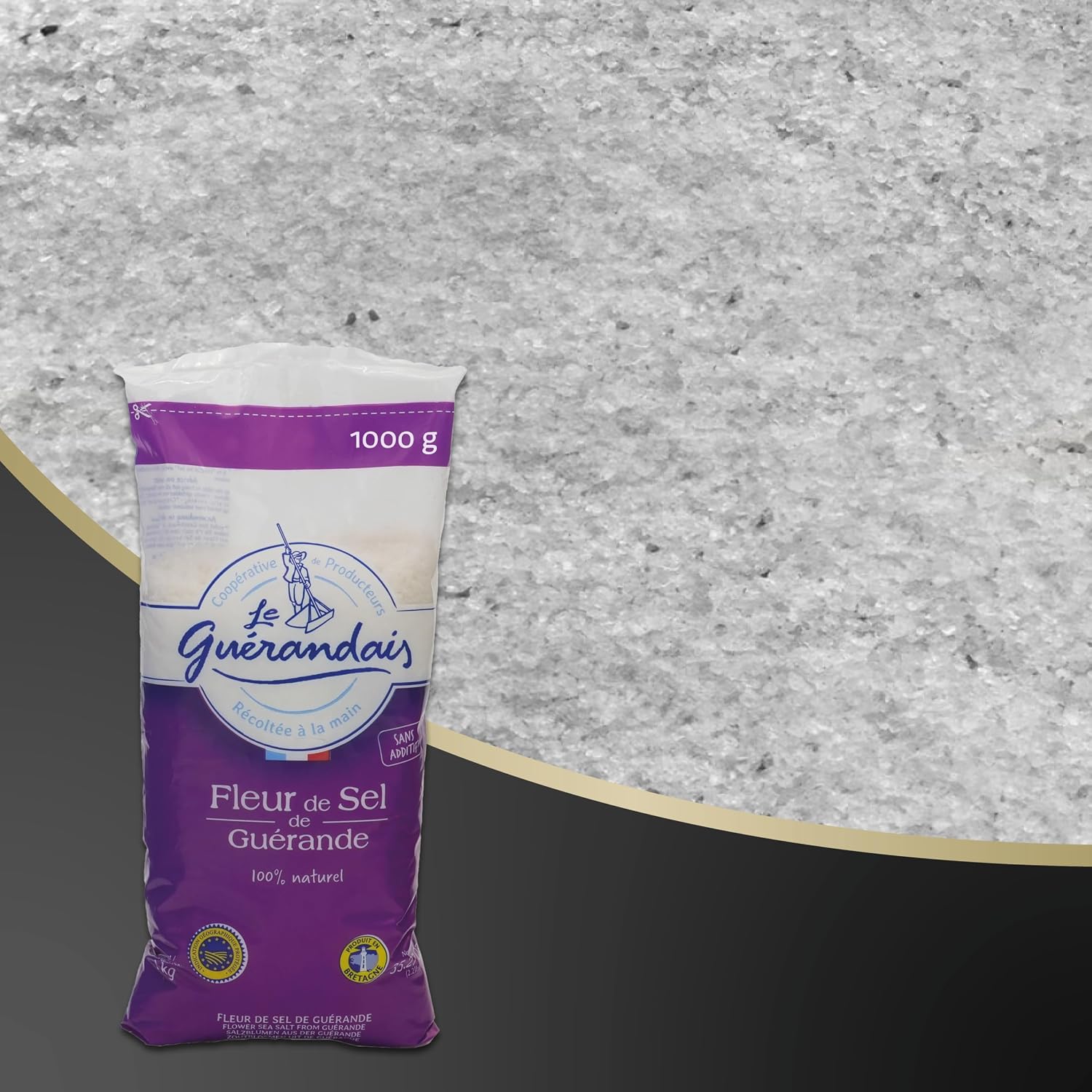 Detalle de Fleur de Sel de Guérande – 1000 g grobes, unraffiniertes Meersalz aus Frankreich