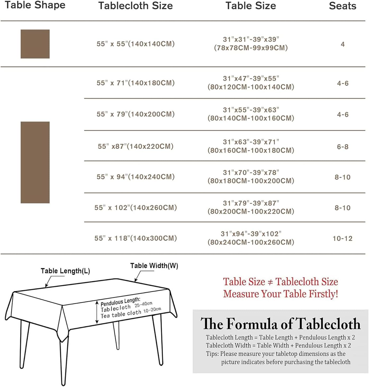 Thumbnail 5 de Pahajim rechteckige Tischdecke aus Baumwolle-Leinen, gestreift mit Quasten (Beige, 140 x 180 cm)