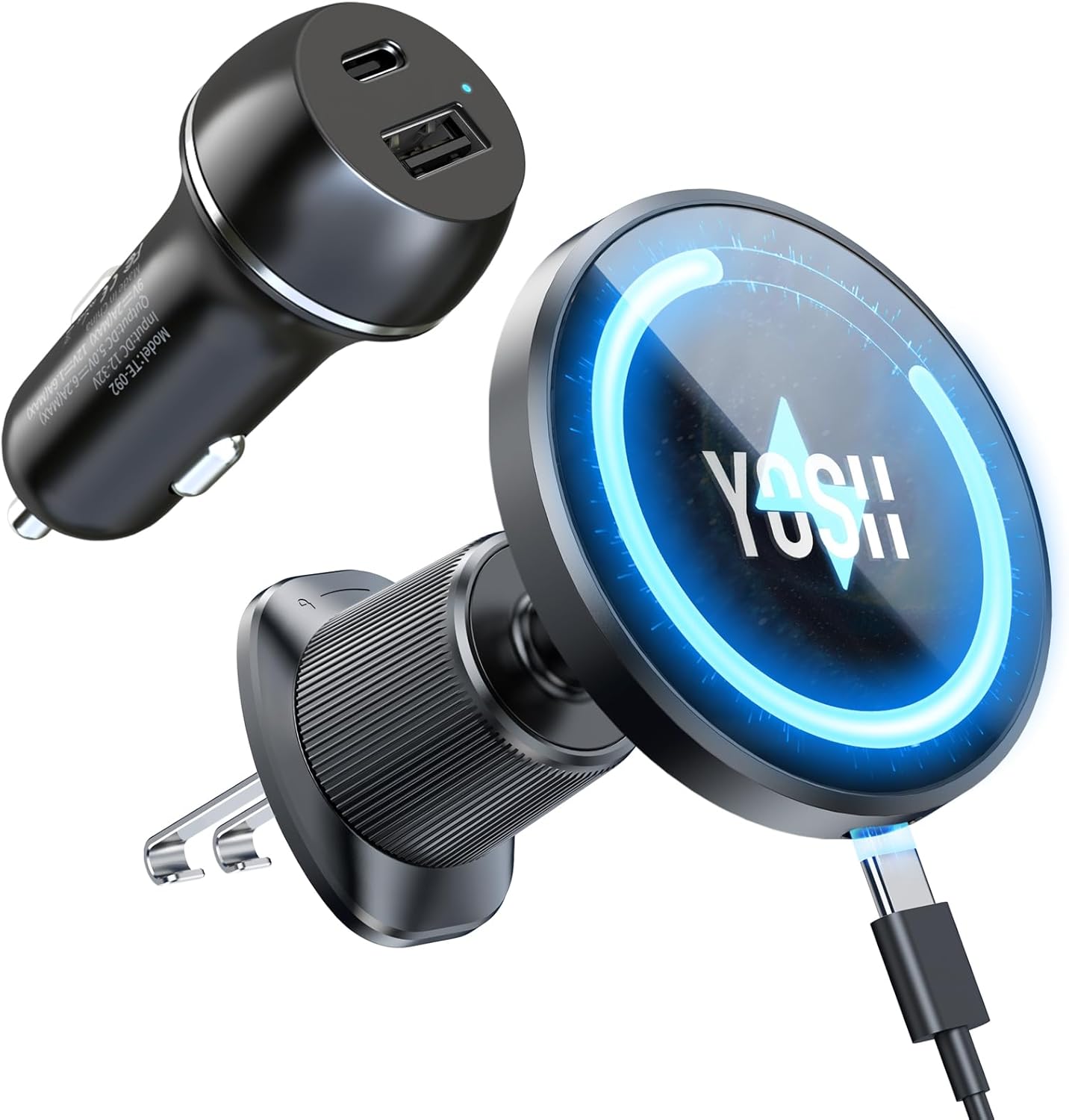 YOSH MagSafe Auto-Halterung mit 60W Ladegerät – zuverlässige Ladefunktion und sicherer Halt