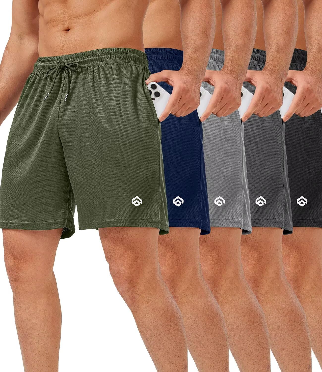 Thumbnail 6 de lomsoe 5 Pack Gym Shorts Men 5 Inch Quick Dry Mesh Shorts with Pockets