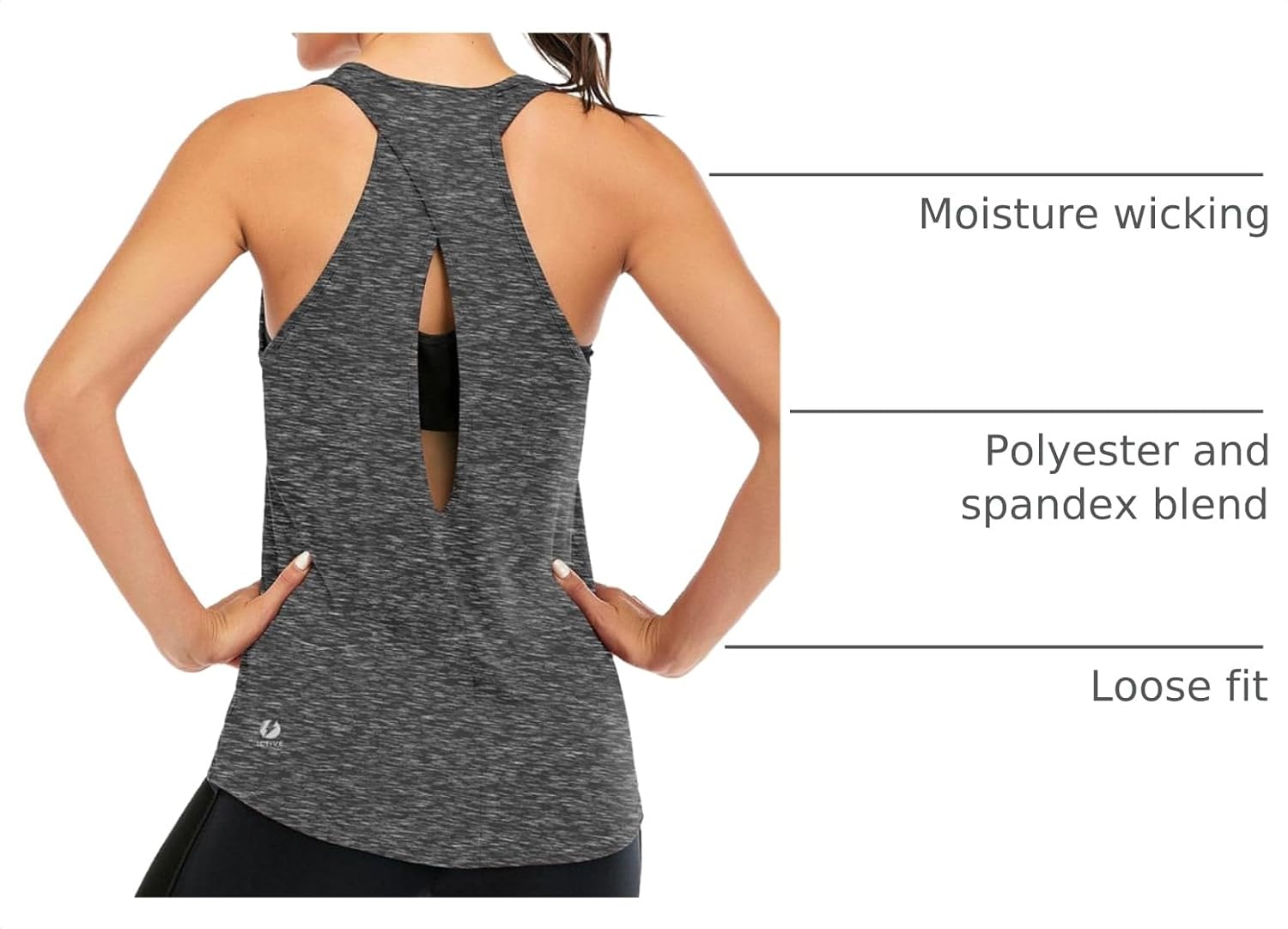 Detalle de ICTIVE Womens Cross Backless Workout Top – Racerback Tank for Yoga, Running, and Training