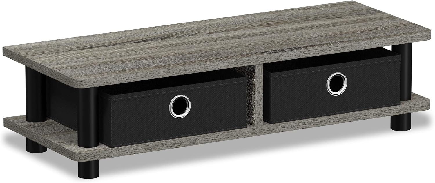 Detalle 2 de Furinno 17099GYW/BK モニタースタンド 引き出し付き・高さ調整可能・工具不要