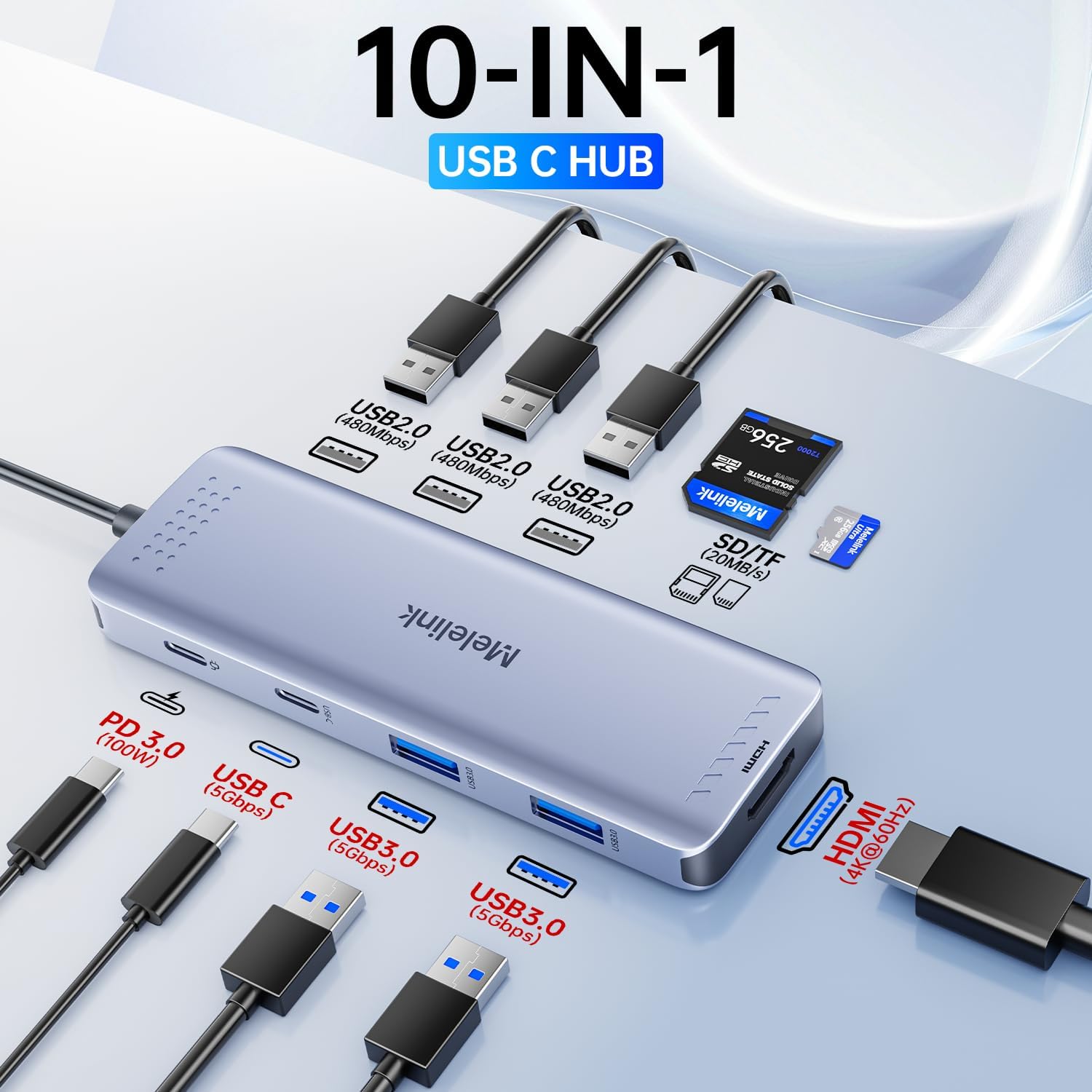 Detalle 2 de Melelink USB-C Hub 10 in 1 für MacBook