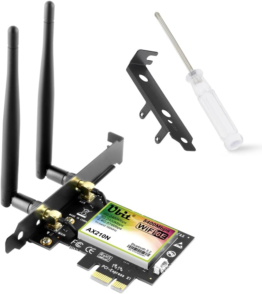 Detalle de Ubit WiFi 6E AXE5400 PCIe WLAN Karte