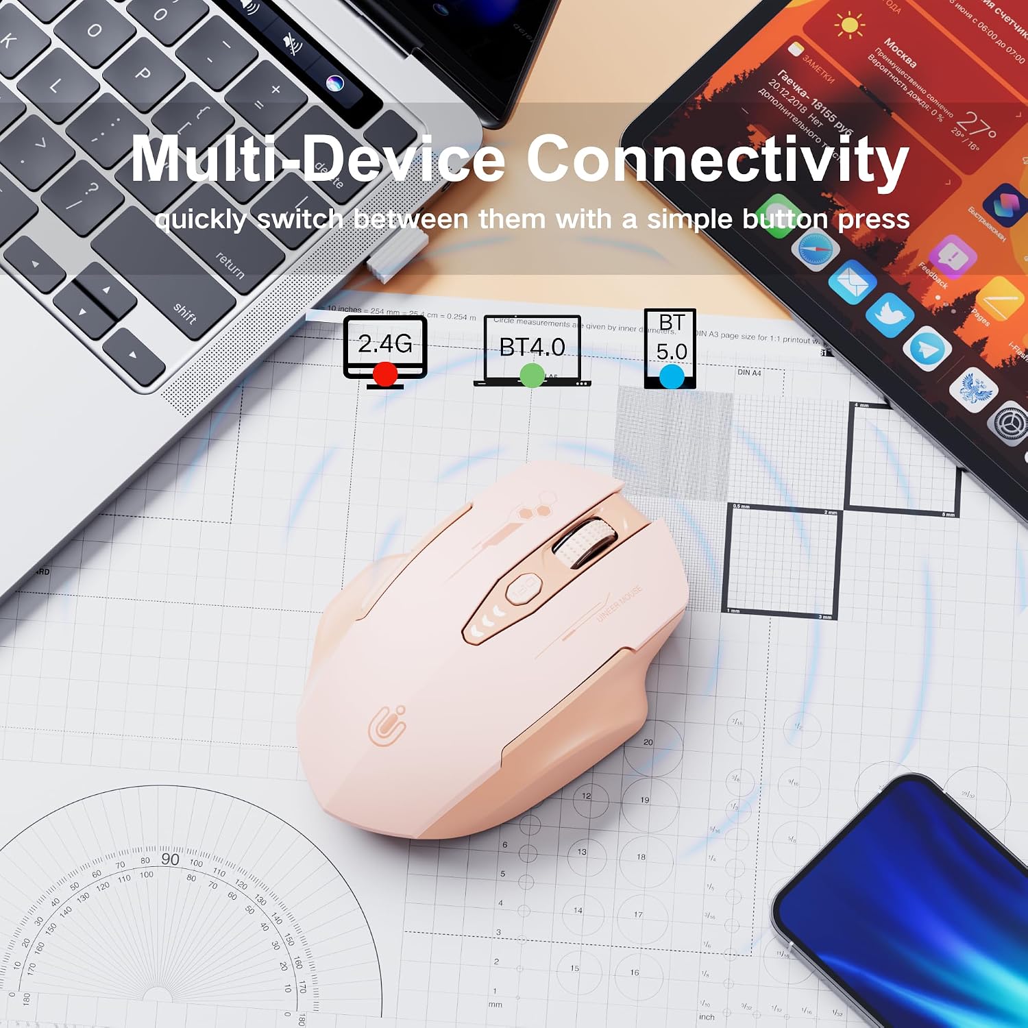 Thumbnail 1 de Uineer Bluetooth Mouse 4 DPI levels