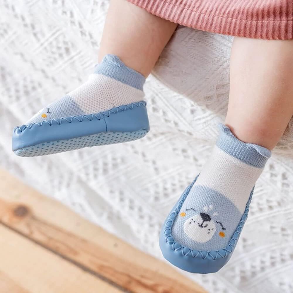 Thumbnail 5 de FedMois 3 Pairs Baby Non-Skid Indoor Slipper Shoes Socks with Leather Sole