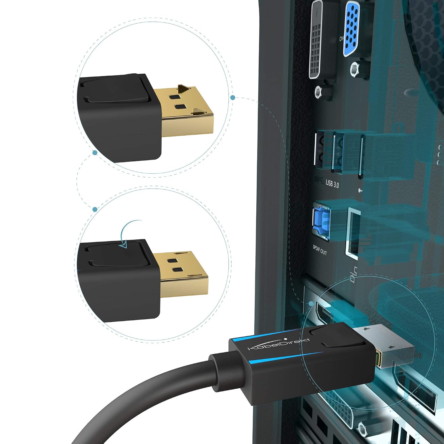 Thumbnail 6 de KabelDirekt DisplayPort 8K – Cavo DP 1.4 con AIS e schermatura multistrato, 1 m