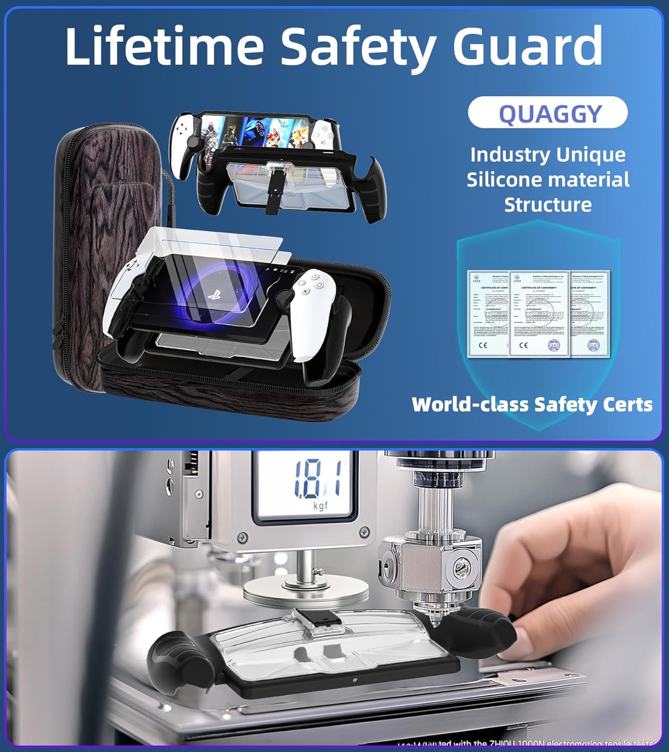 Thumbnail 6 de QUAGGY 3-in-1 Accessory Kit for PlayStation Portal – EVA Carry Case, Silicone Cover with Stand, and 2 Screen Protectors