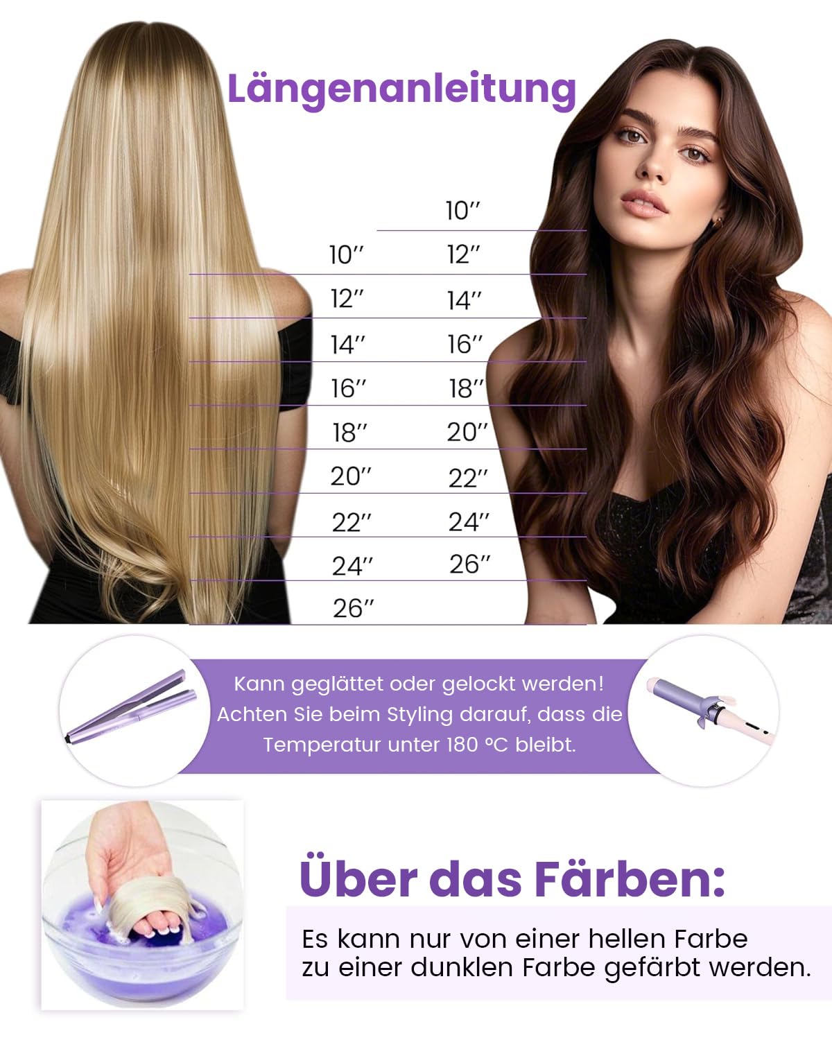 Detalle de LaaVoo Tape-in Echthaar Extensions 55 cm, 100 g Ombre #2/8/2 (40 Strähnen)
