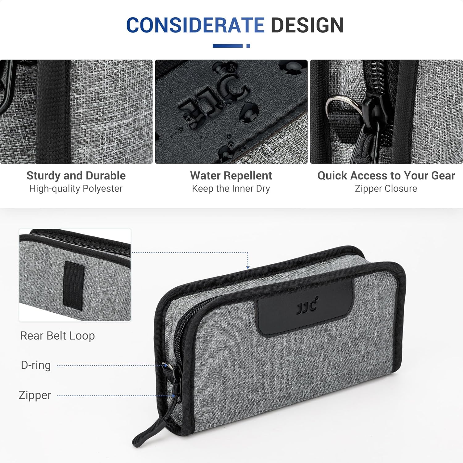 Detalle de JJC Camera Negative Film Pouch Storage for 5 Rolls 120 Film – Zippered Case with Wrist Strap