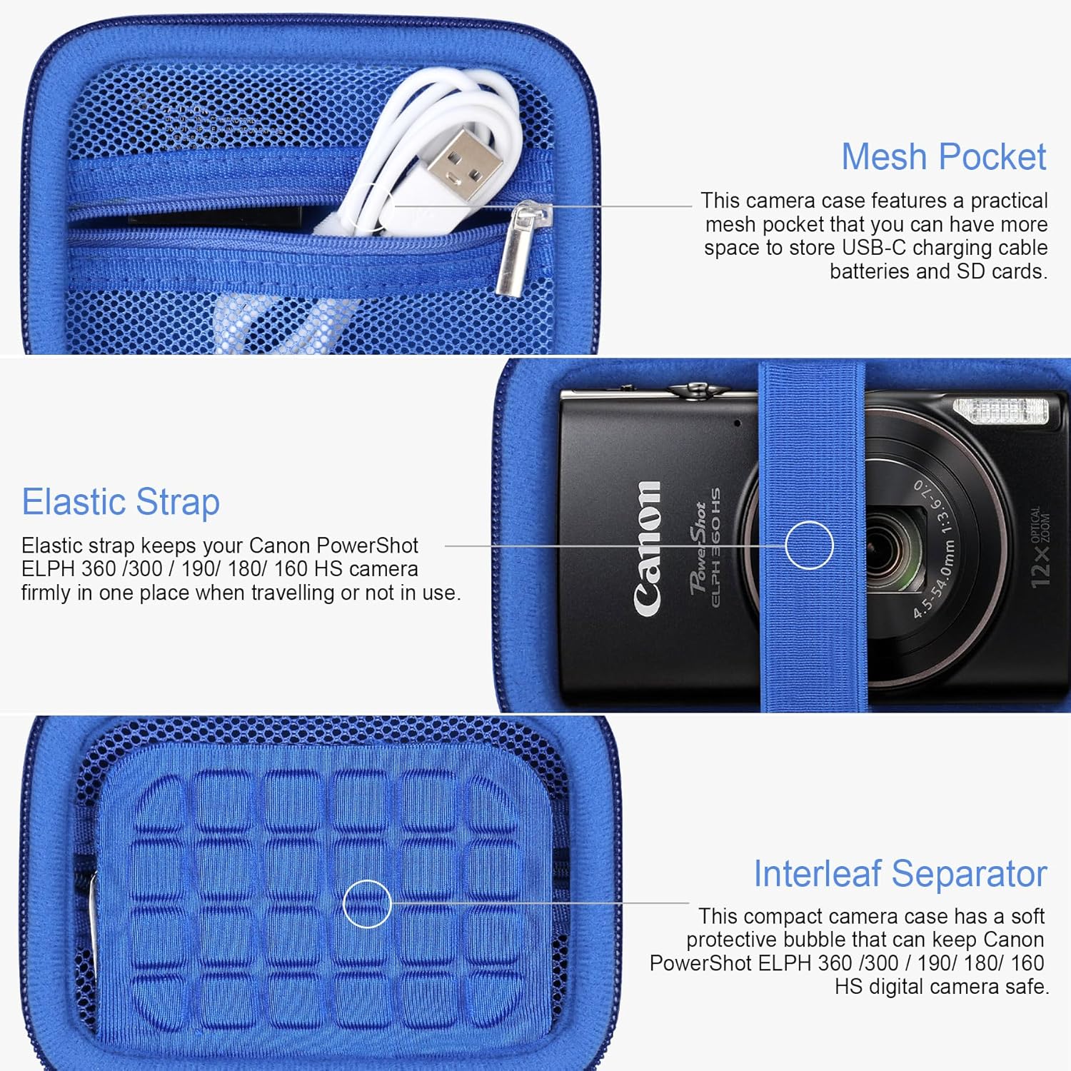 Detalle de RAIALL Carrying Case for Canon IXUS 185/285 and Sony Cybershot W830 – Blue