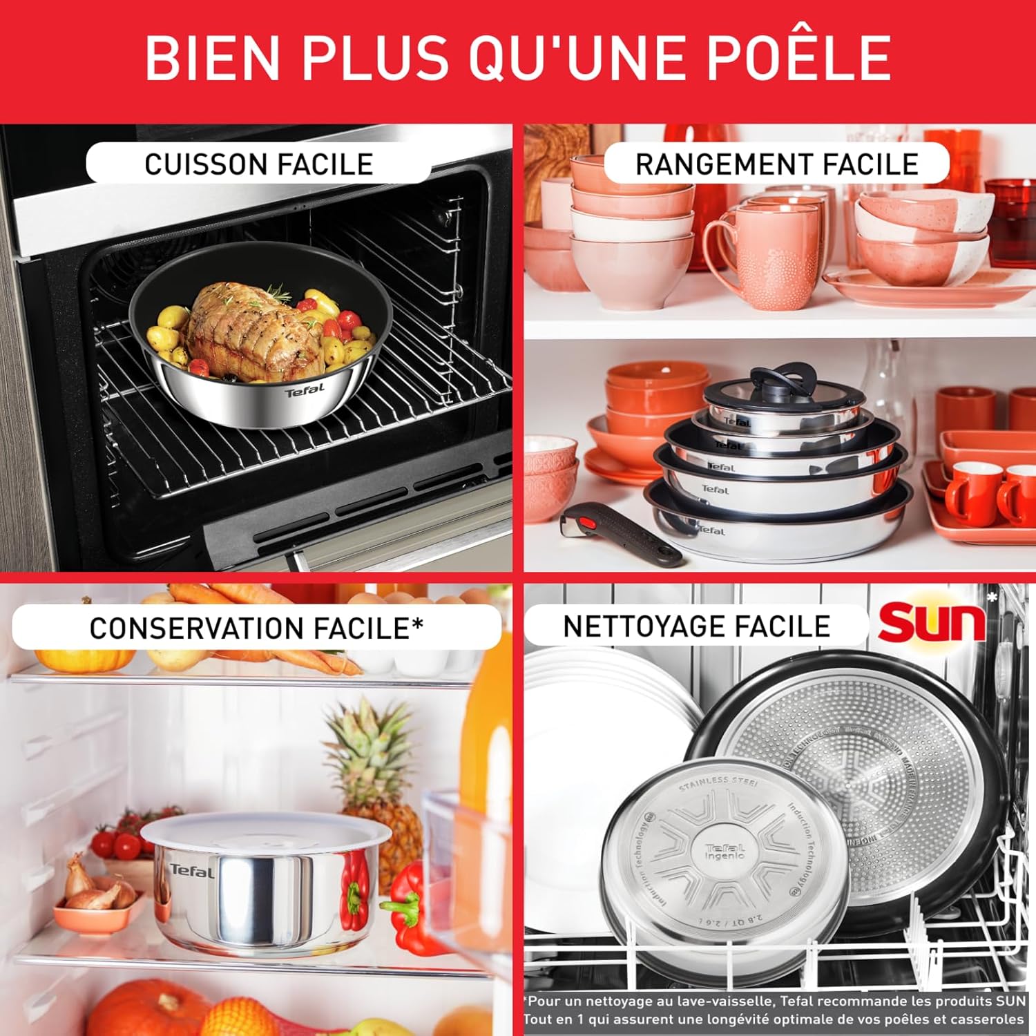 Thumbnail 4 de Tefal Ingenio Emotion L897S504 – lot 2 poêles + 2 casseroles avec poignée amovible, induction, inox