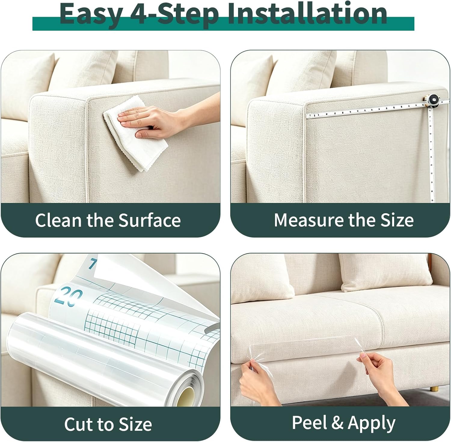 Thumbnail 6 de KISENG 31.5 Cat Scratch Furniture Protector, Clear PVC Roll, 160" x 12.4