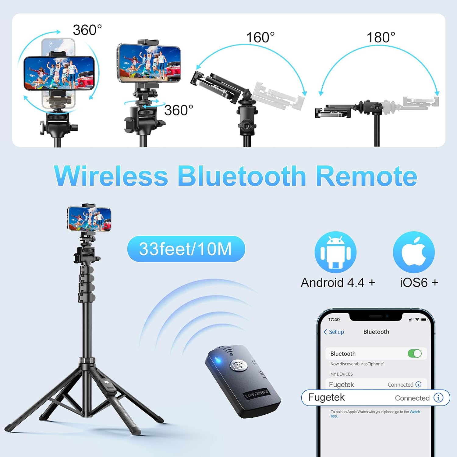 Detalle 2 de Fugetek 62" Professional Cell Phone Tripod 62