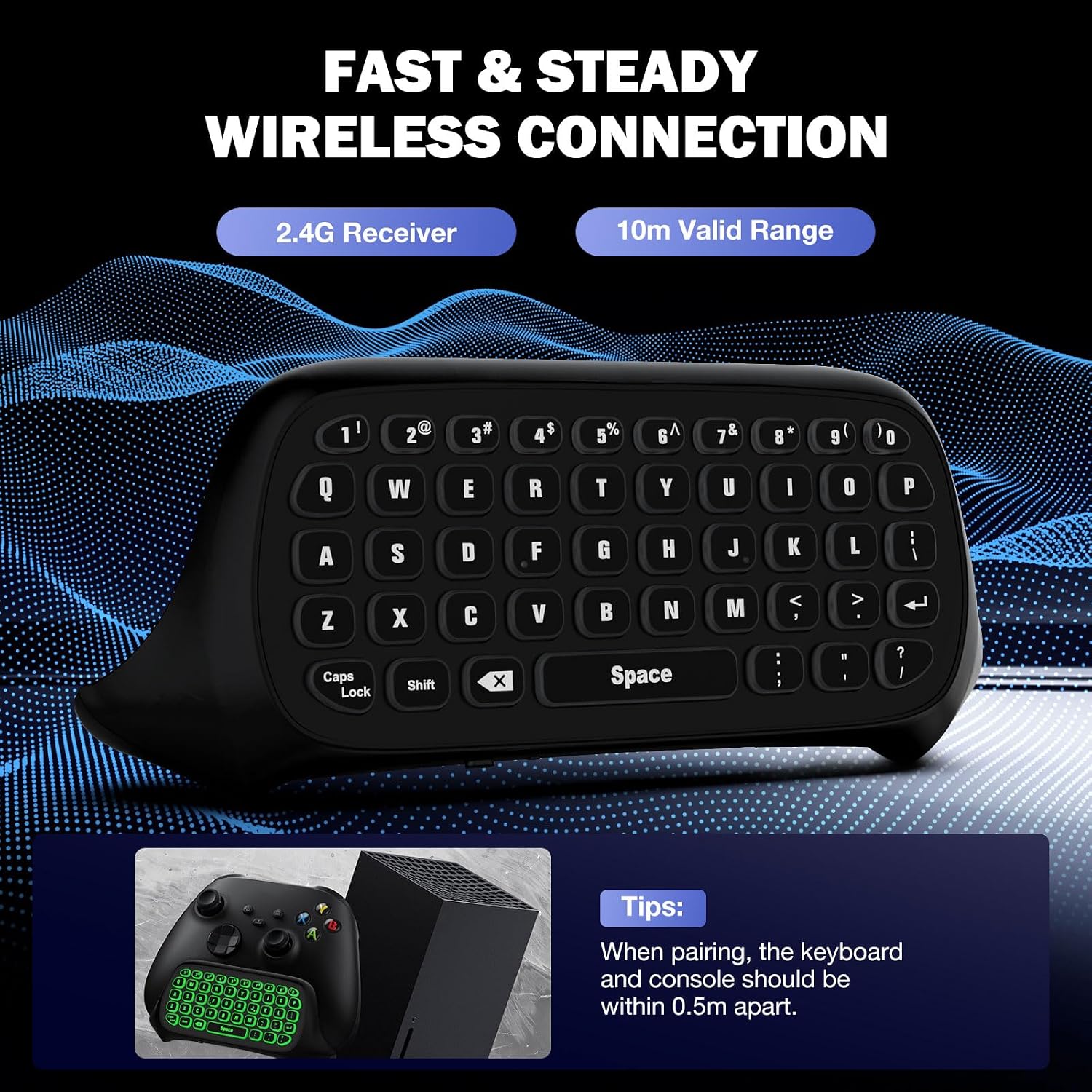 Detalle de MoKo RGB Backlit Keyboard for Xbox Wireless Chatpad with 2.4G Receiver