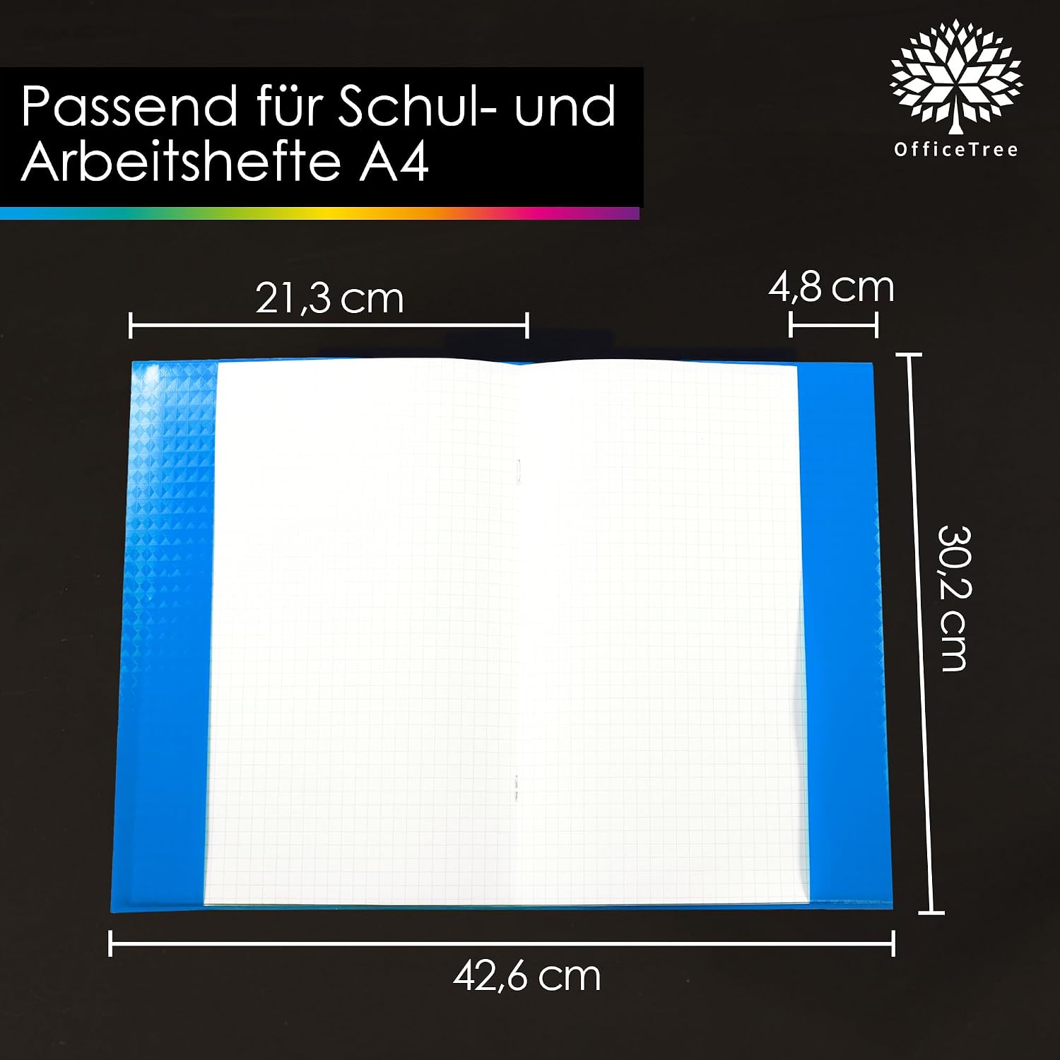 Detalle de OfficeTree Hefthüllen A4 bunt – 25x Hefthüllen im Bastoptik-Set mit Etiketten, 5 Farben