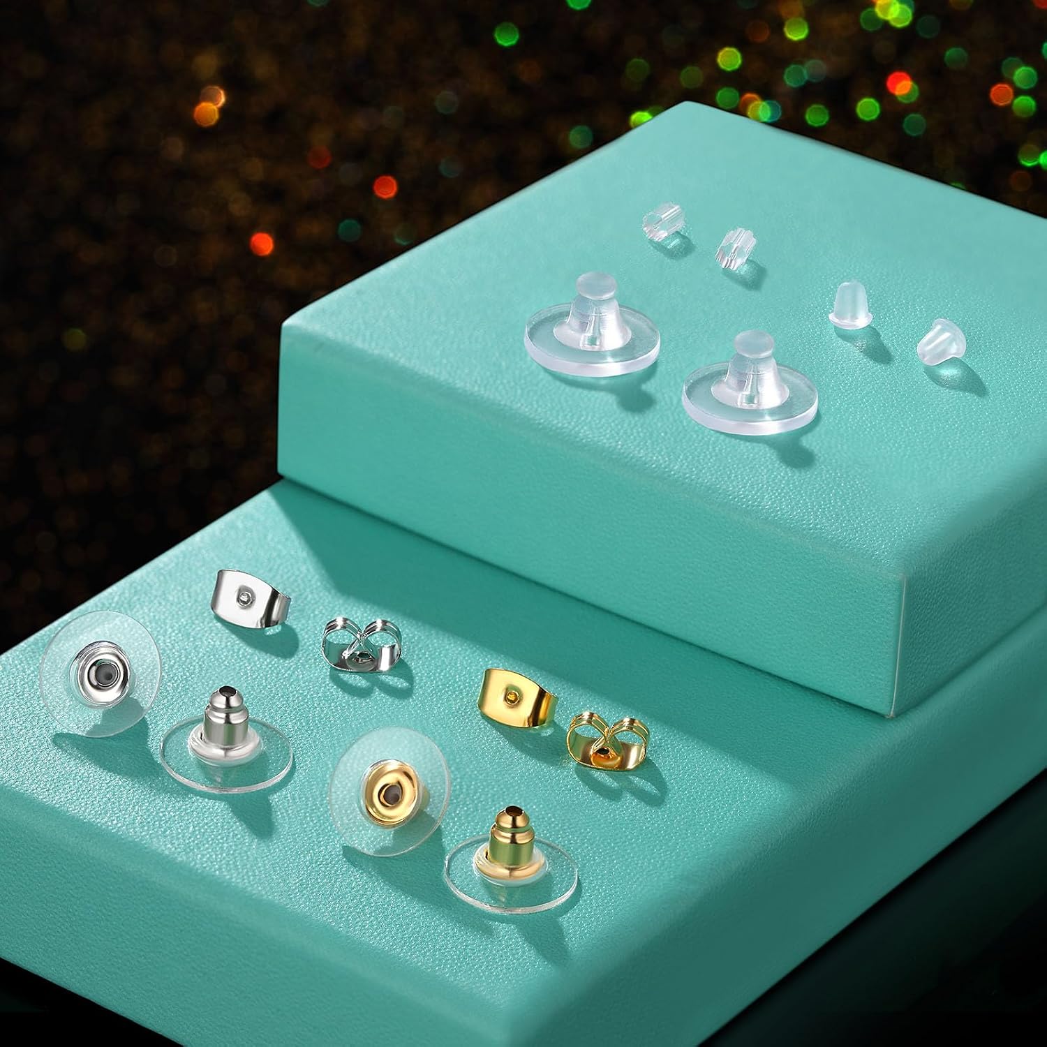Detalle de Hazifes Ha-500 backs 500-Piece Earring Back Kit, 7 Styles in Silicone and Alloy