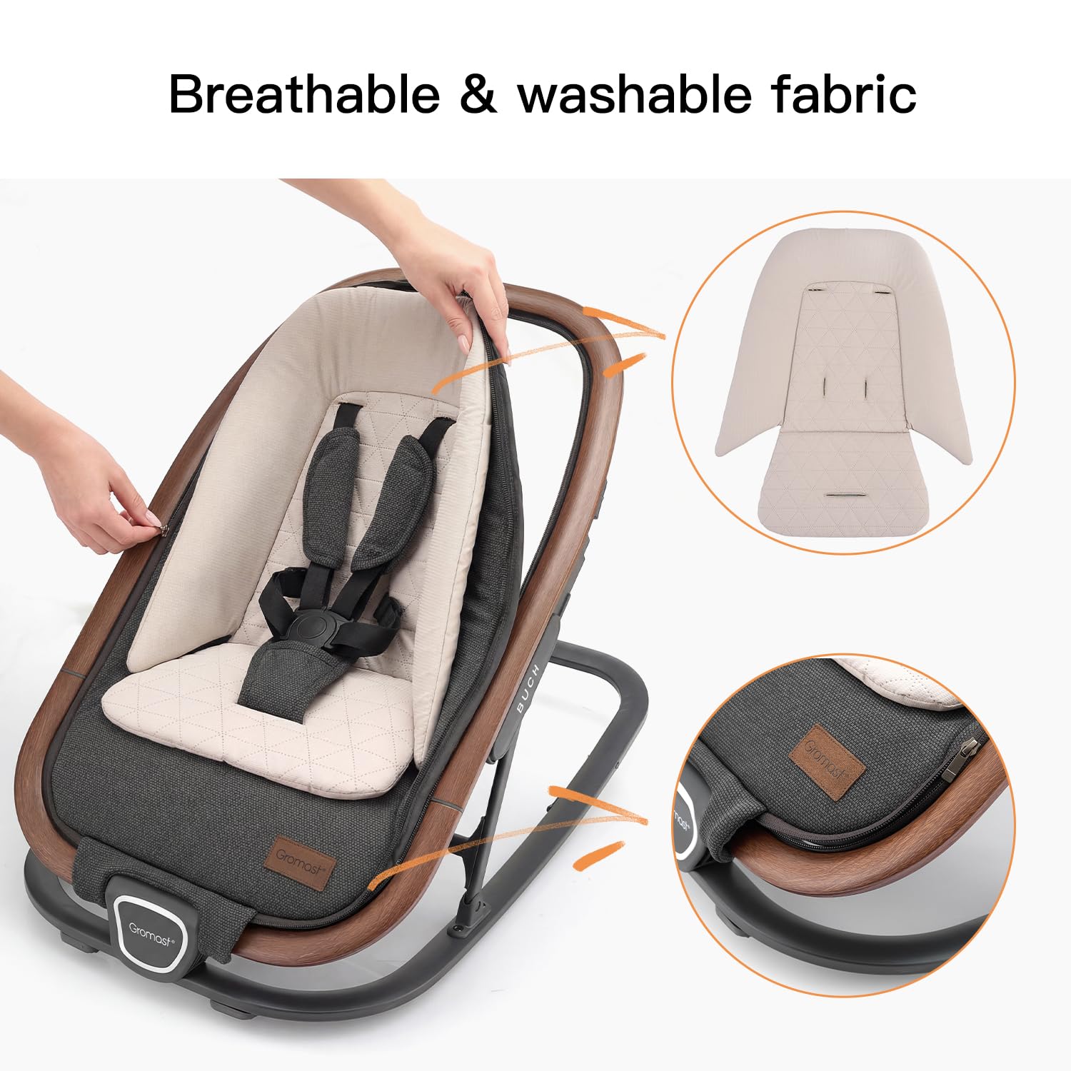 Detalle de Gromast 2-in-1 Baby Bouncer Seat, 3 Backrest Positions, Dark Gray