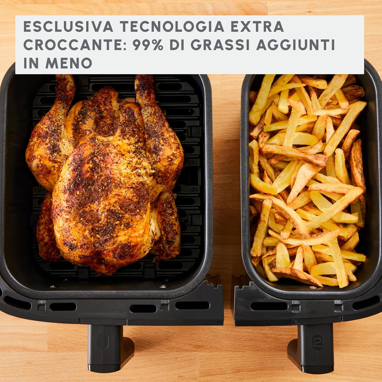 Detalle 2 de Moulinex Dual Easy Fry – Friggitrice ad aria a doppio cestello XL 8,3 L / 2,2 kg