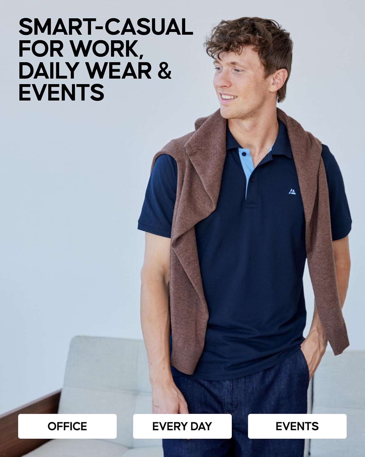 Thumbnail 3 de Danish Endurance Men's Organic Cotton Polo Shirt – Classic Fit, Short Sleeve (1 or 2 Pack)