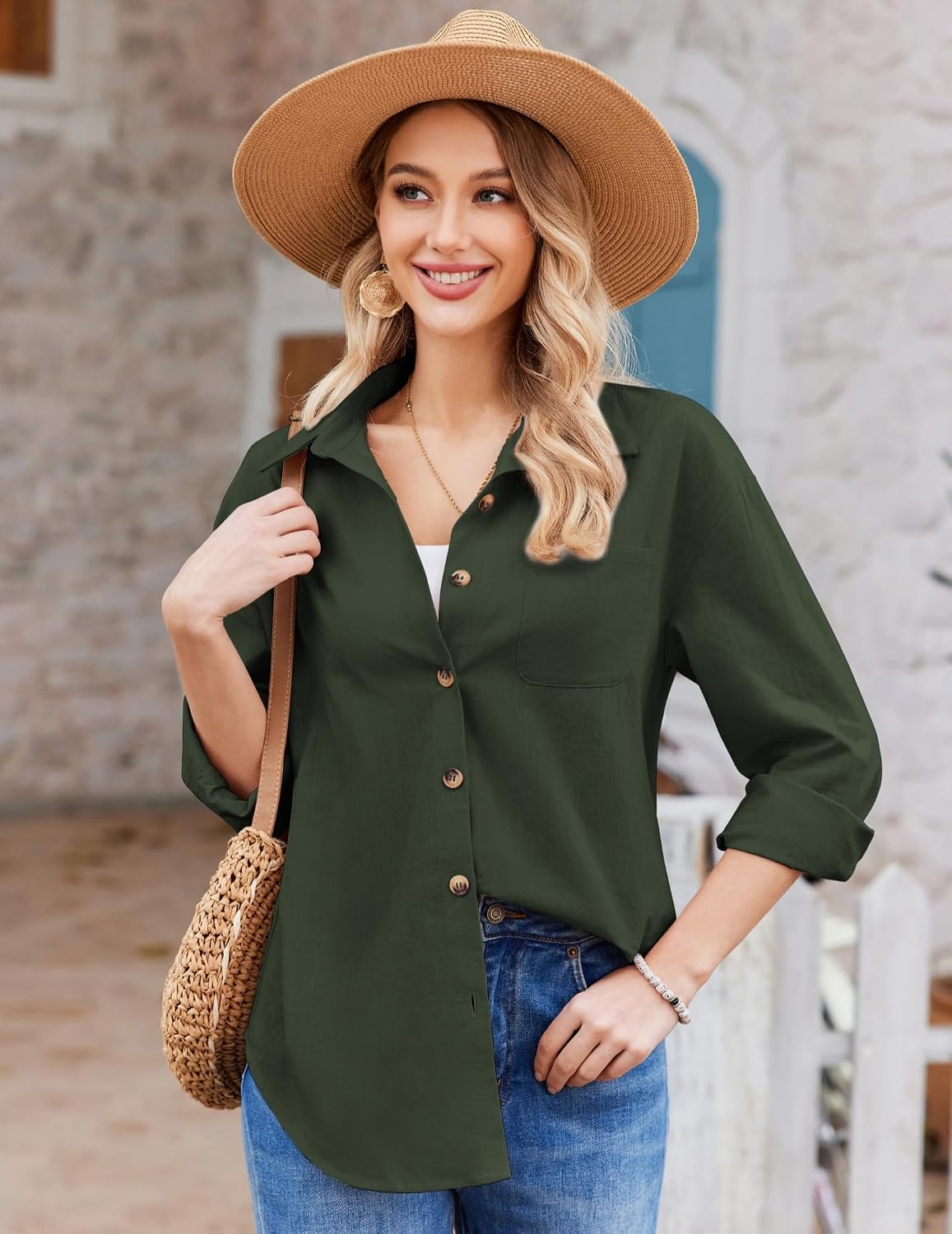 Thumbnail 2 de Chemise femme en coton à manches longues