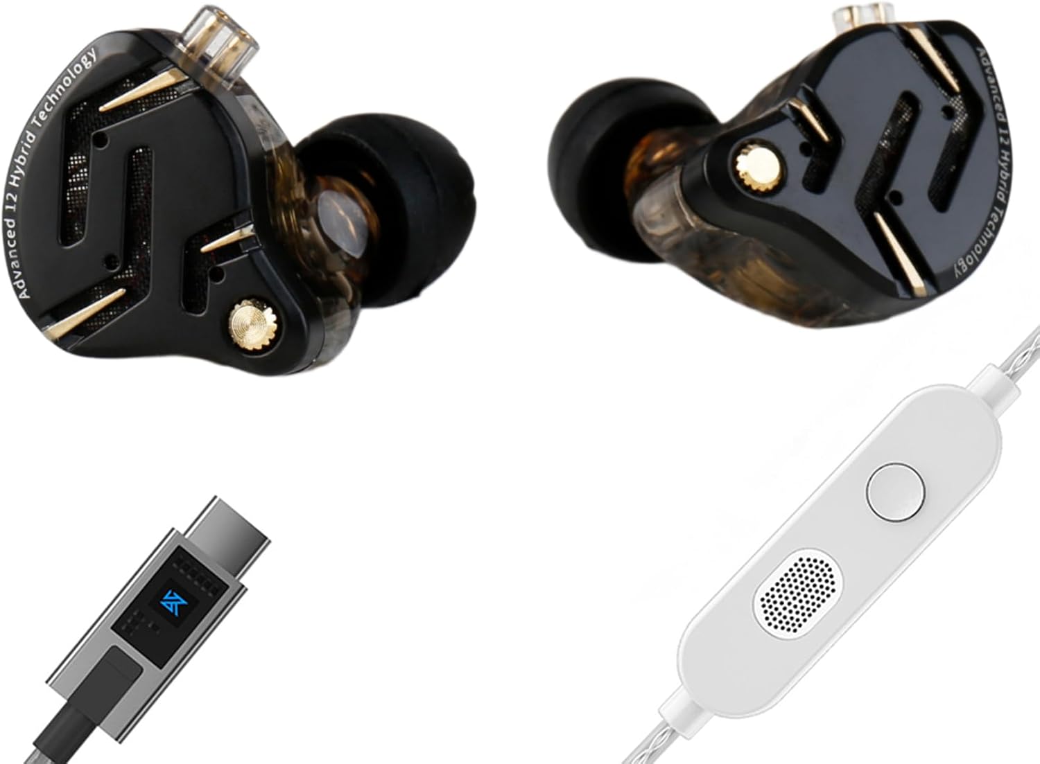 Detalle de KZ ZS12 Pro 2 USB-C Wired In-Ear Monitor Headphones (Black, with Mic)
