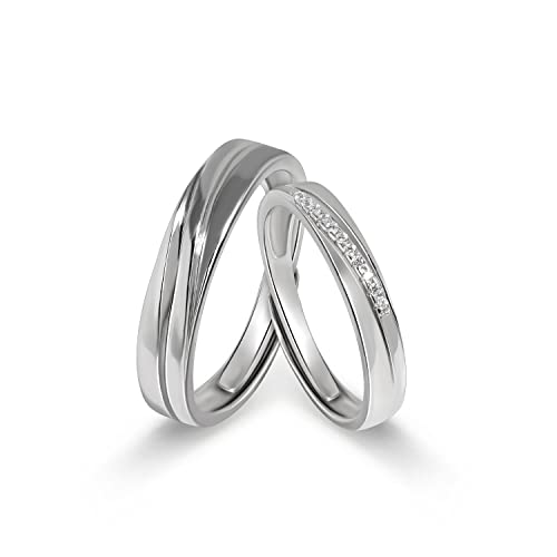Detalle de Meissa Anelli di coppia intrecciati in argento sterling 925 – Anelli regolabili, fidanzamento/anniversario