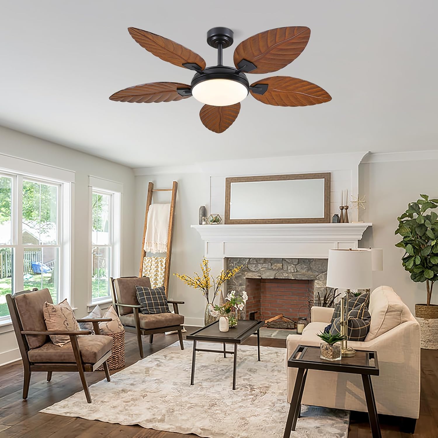 Thumbnail 6 de PHORUS 52 Inch Tropical Outdoor Ceiling Fan with Lights and Remote (Dark Brown)