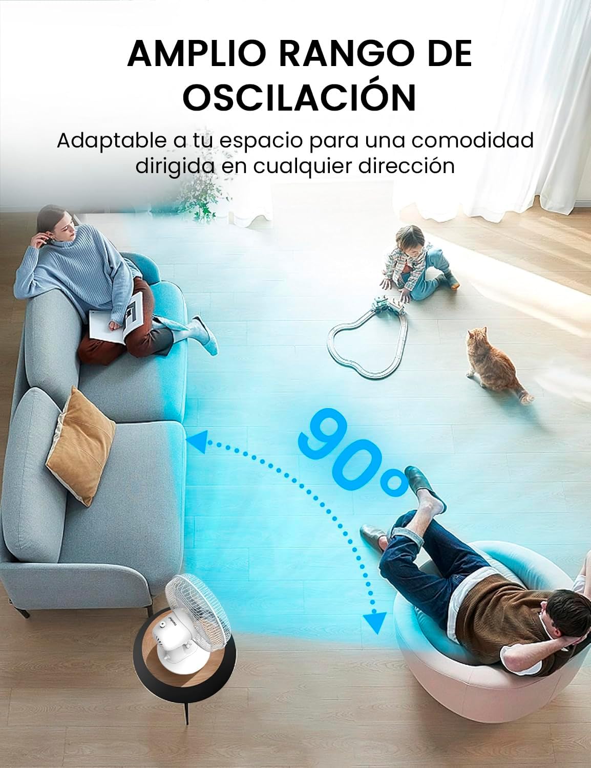 Detalle 2 de Comfee' Ventilador de Mesa Silencioso 23 cm 🌬️ Ligero y Oscilante