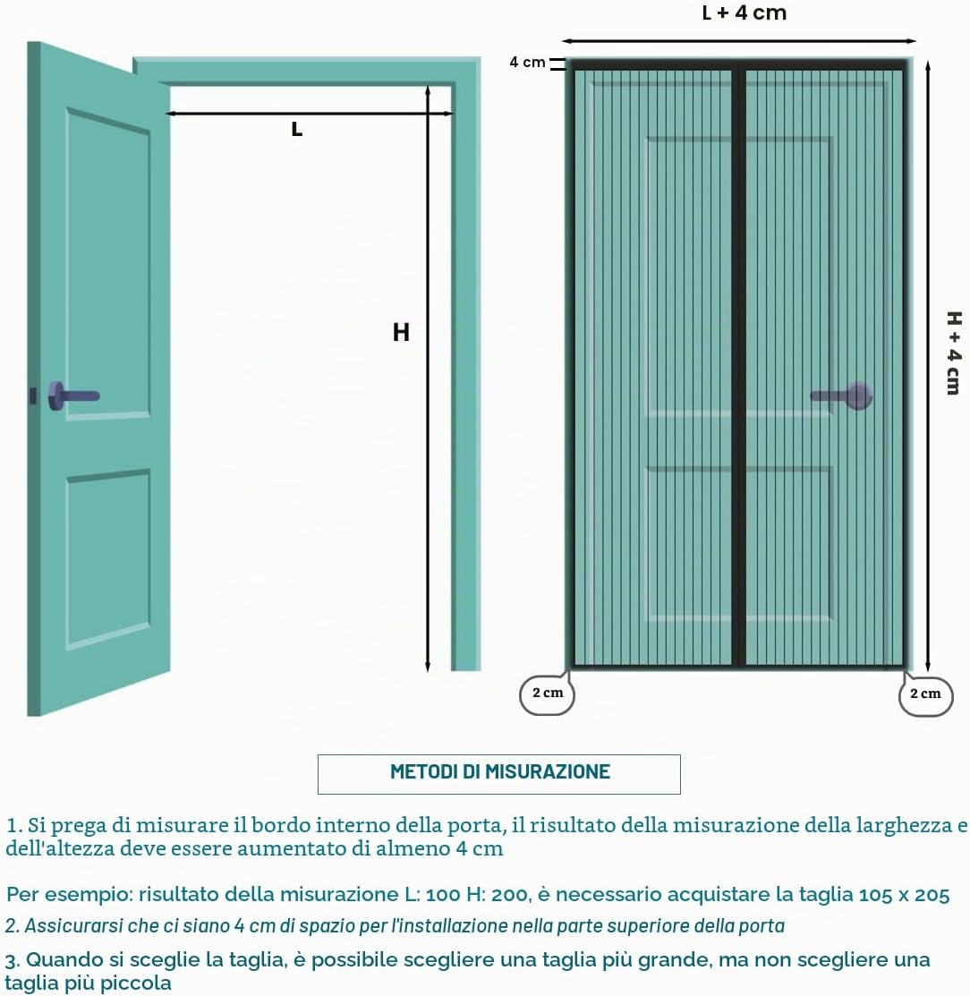 Detalle 2 de Zanzariera Magnetica per Porte 100x235 cm Nero | Chiusura Automatica e Facile Installazione