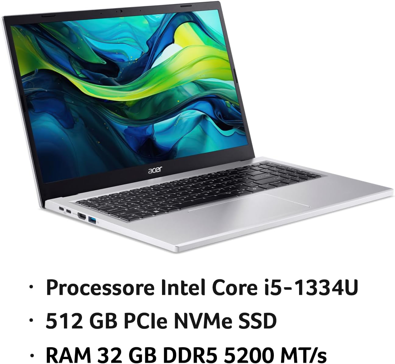Thumbnail 1 de Acer Aspire Go 15 AG15-71P-51F8: notebook con Intel Core i5-1334U, 32 GB RAM e SSD 512 GB