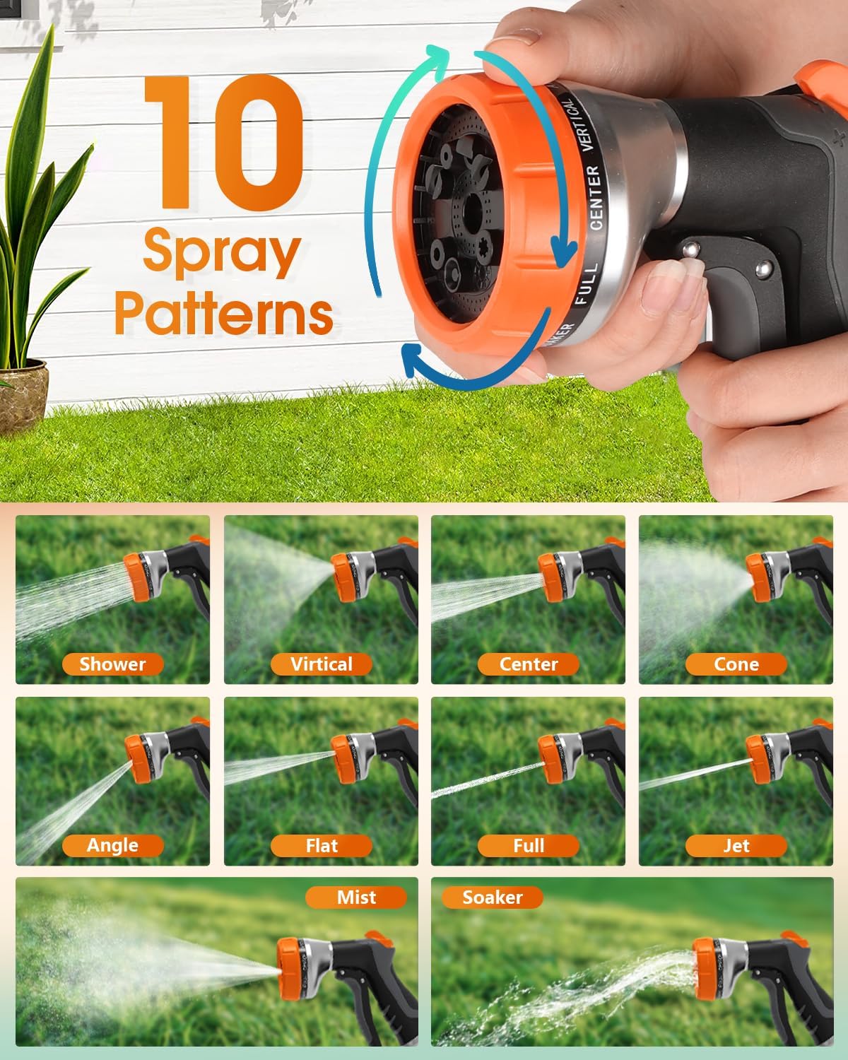 Thumbnail 1 de Hoofun set 2 pezzi doccetta da giardino con spruzzatore a 12 funzioni e collegamento rapido