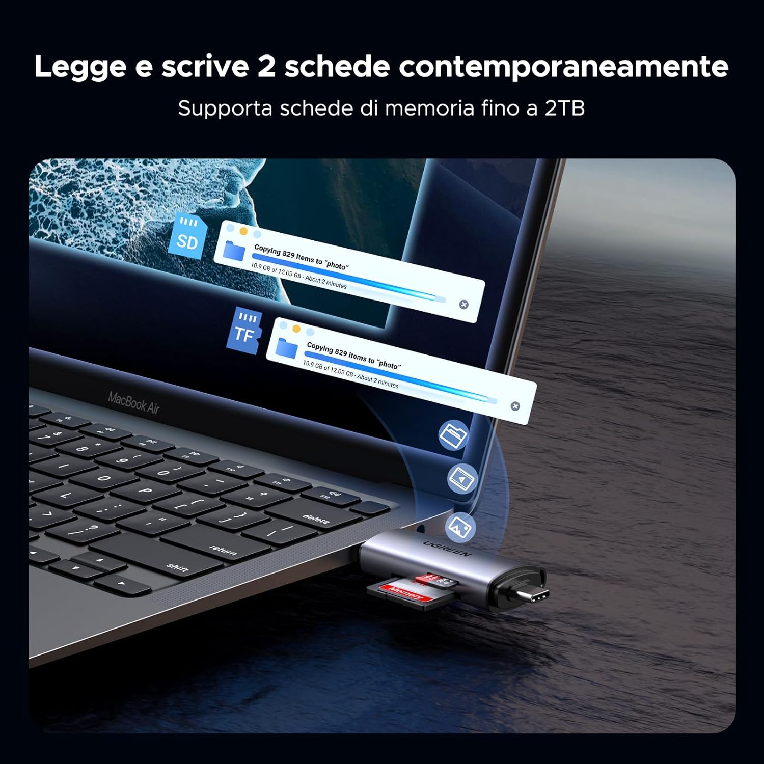 Thumbnail 3 de UGREEN Lettore schede SD 2 in 1 5 Gbps