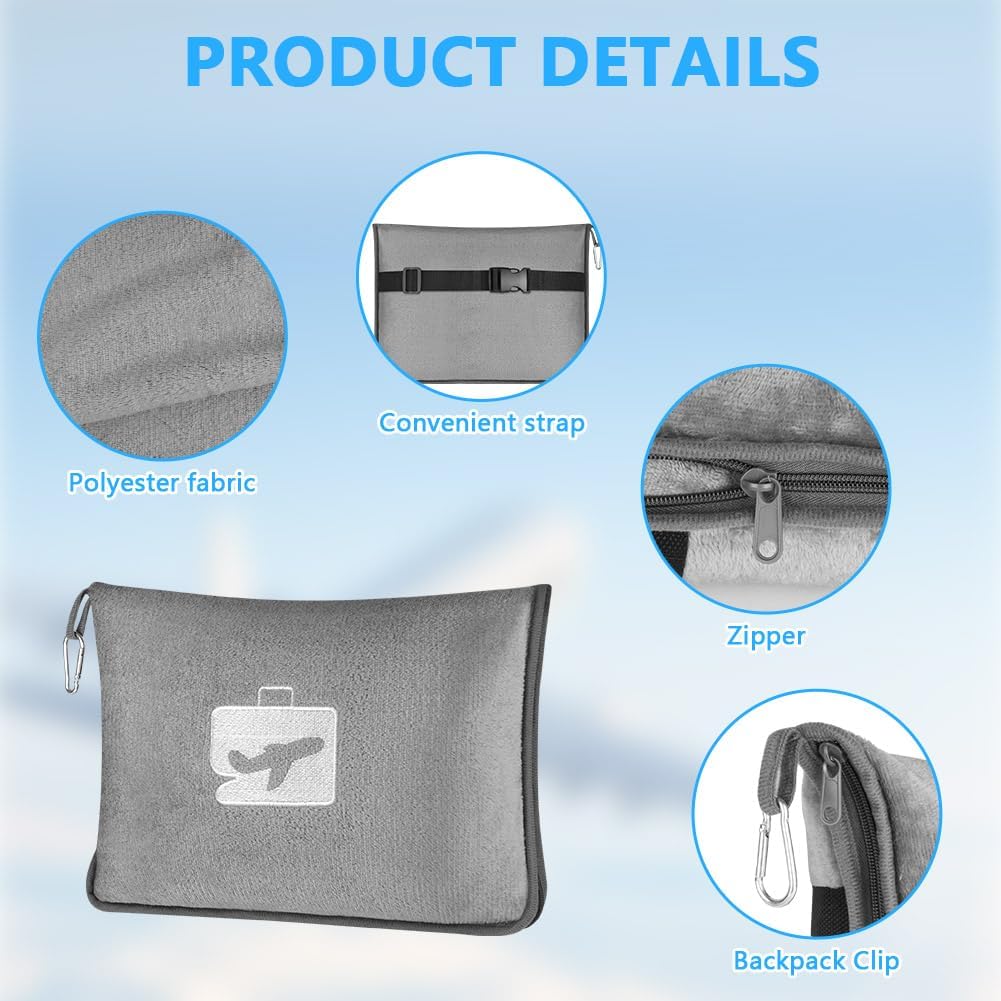 Detalle de flintronic Travel Blanket and Pillow 2 in 1: Compact, Lightweight and Versatile