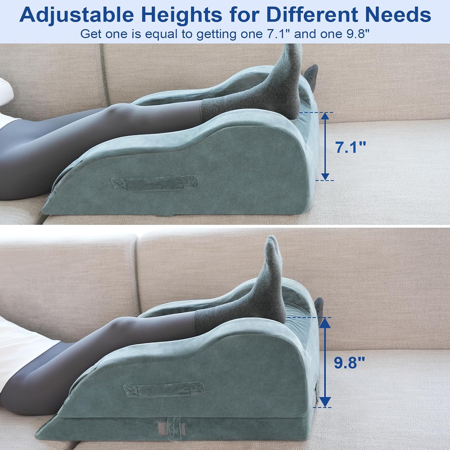 Detalle de KingPavonini Leg Elevation Pillow for Single-Leg Support, Adjustable Memory Foam