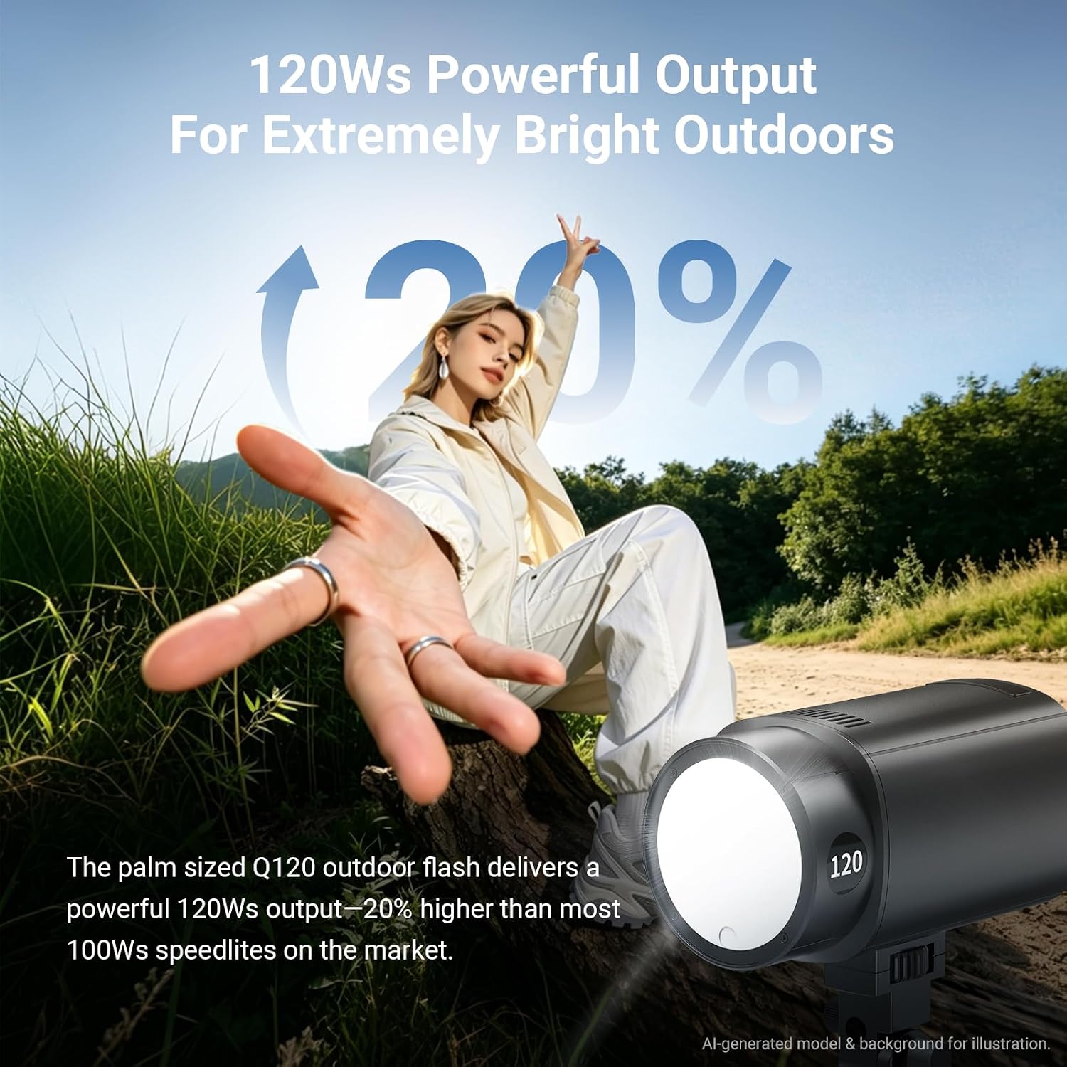 Detalle de NEEWER 120Ws 2.4G TTL Outdoor Strobe Flash: Portable, High-Speed Shooting companion