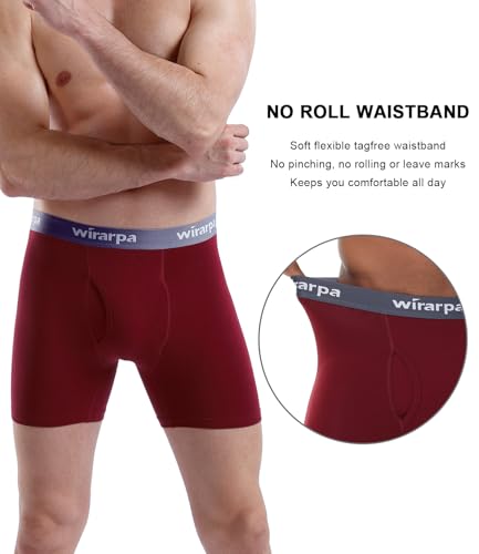 Detalle de Wirarpa Calzoncillos Boxer de Algodón para Hombre (Pack 4) con Mosca Abierta – Talla L