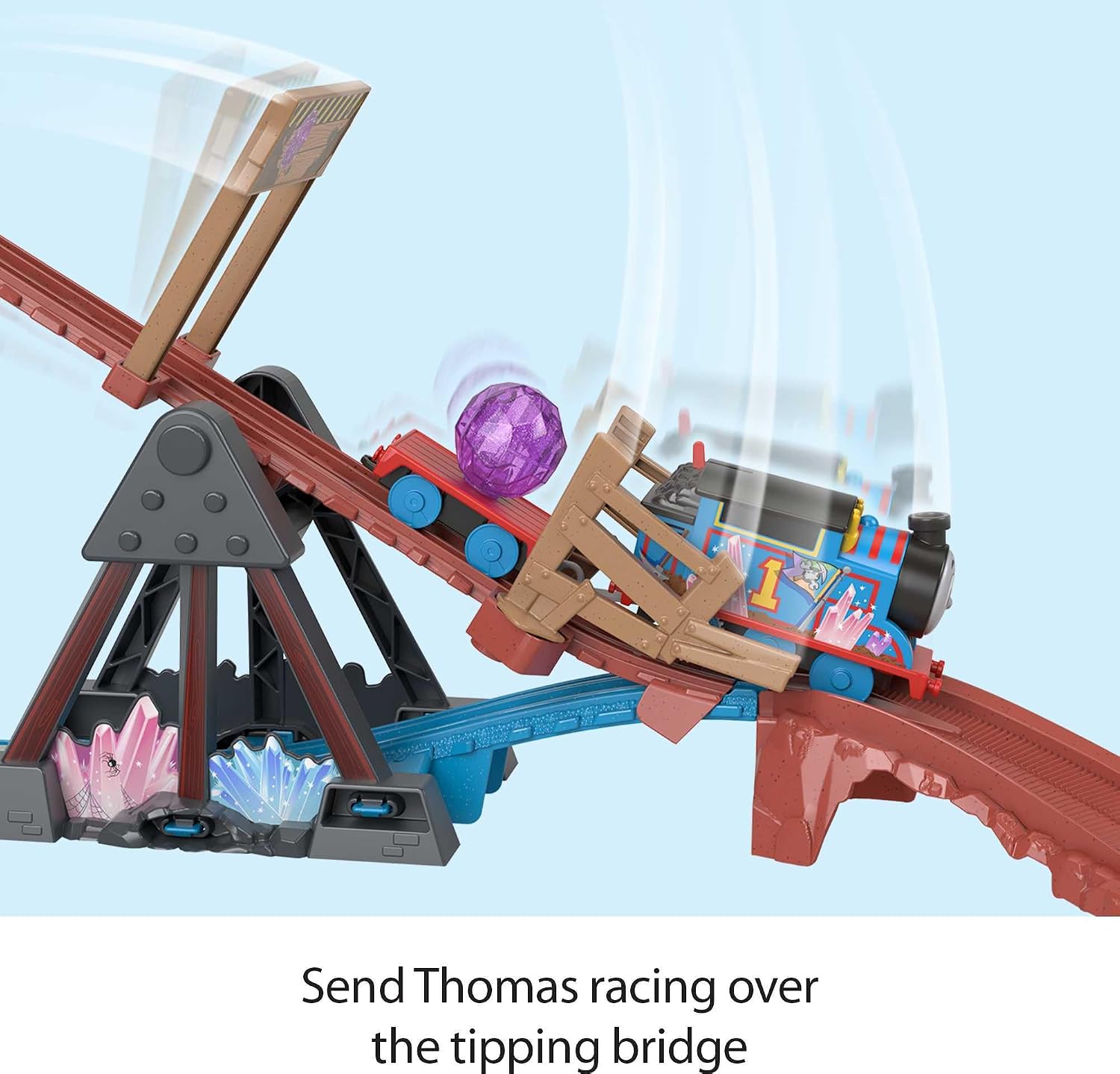 Detalle de Thomas & Friends Motorized Toy Train Set Crystal Caves Adventure with Thomas, Tipping Bridge & 8 Ft of Track (Ages 3+)