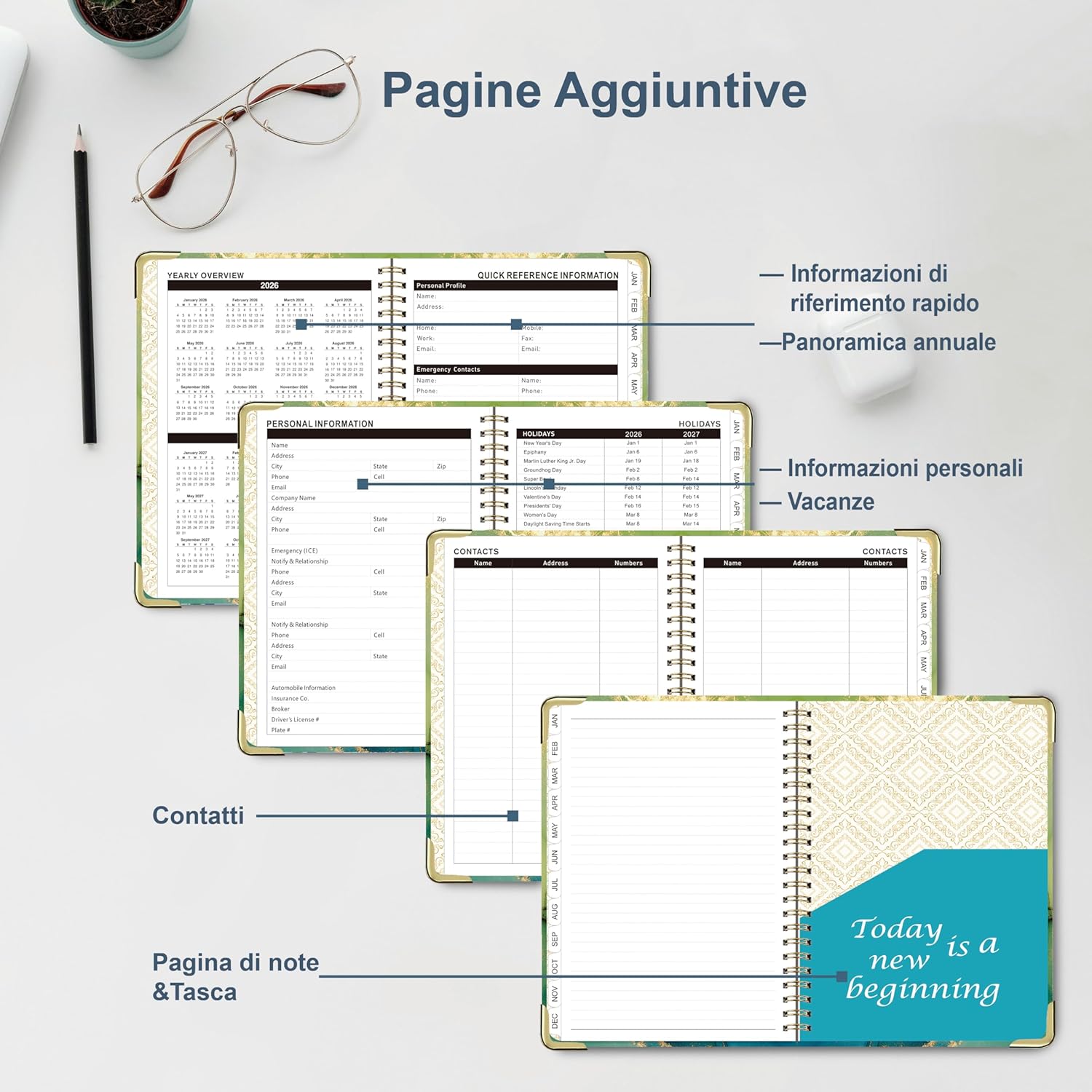 Detalle de NEYSA Agenda Settimanale 2026 Spirale A5 Blu: organizza studio e daily life