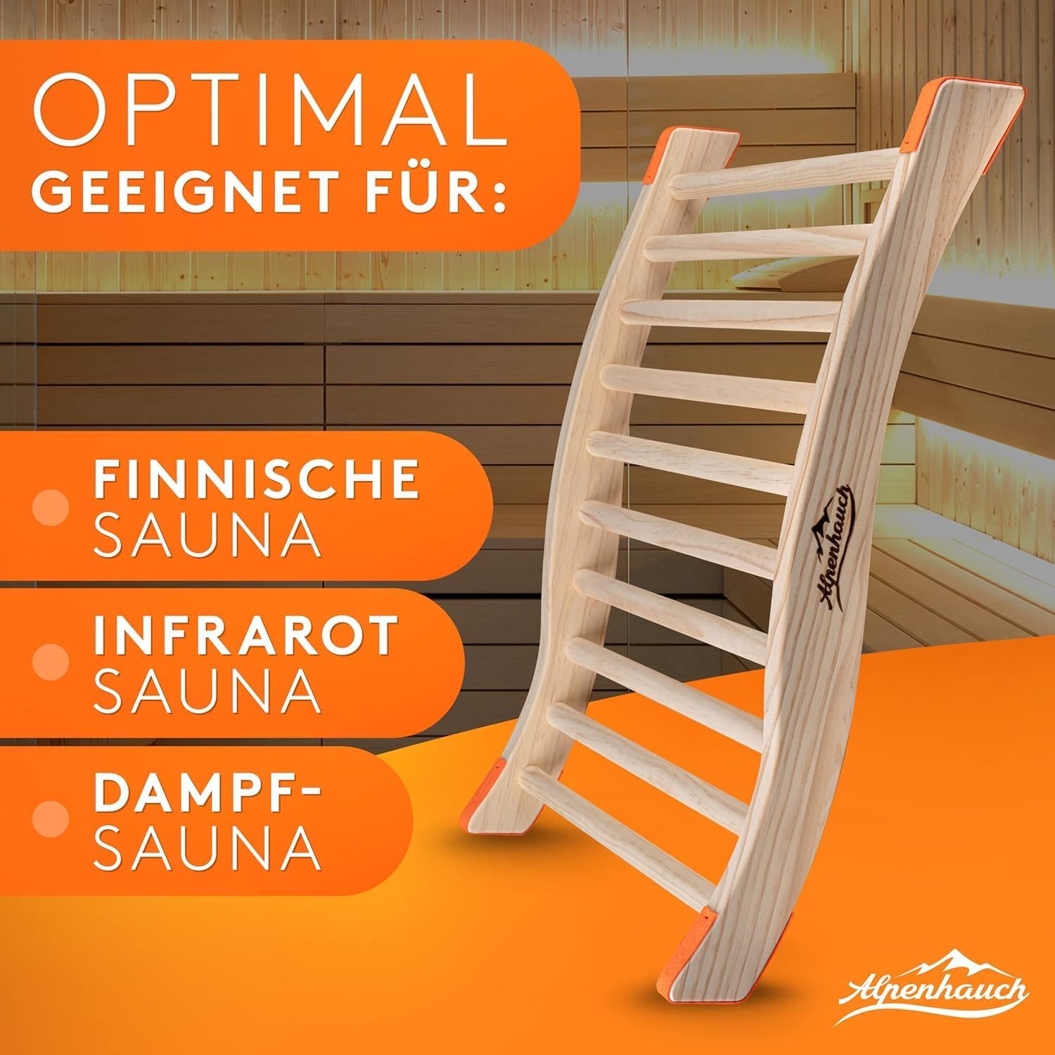Detalle de ALPENHAUCH ALP-RL1000 Sauna Backrests, Two-Pack in Natural Wood