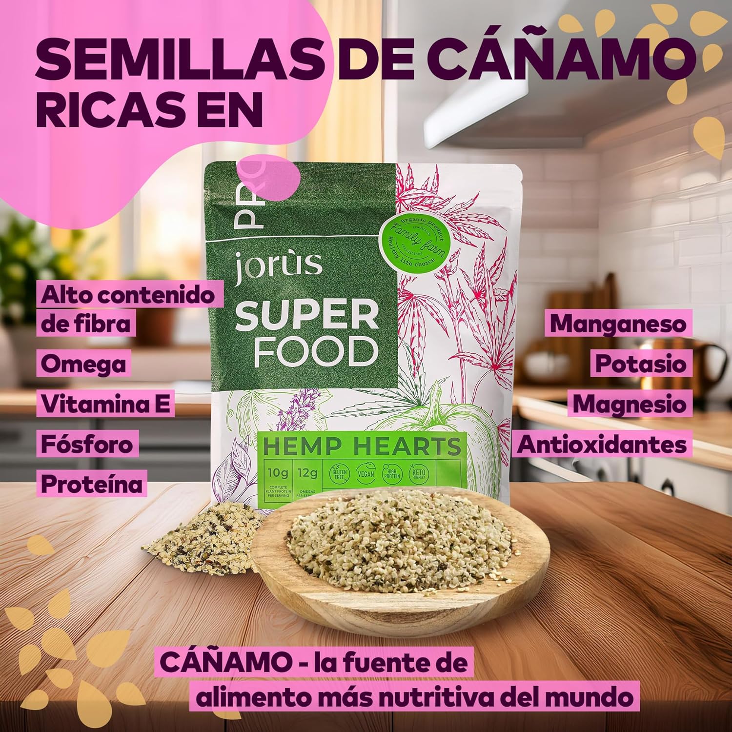 Thumbnail 1 de Jorus Semillas de Cáñamo Crudas 1kg 🌱 Nutrientes para tu dieta