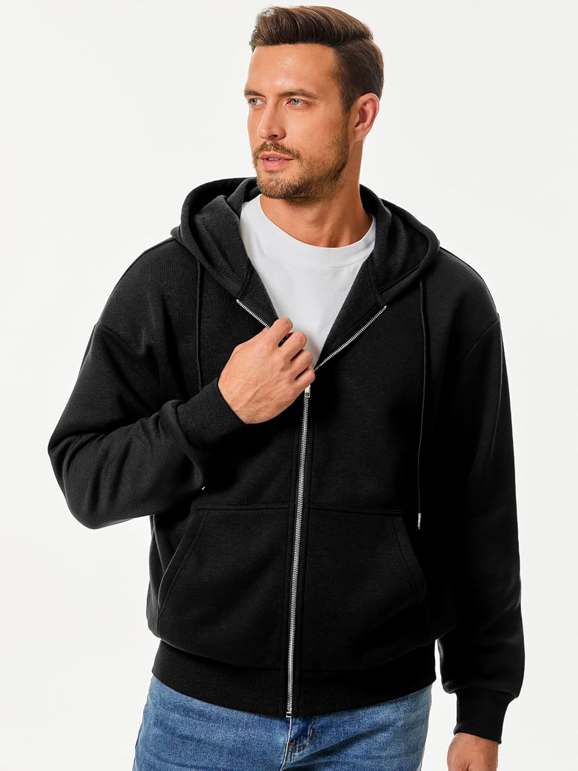 Thumbnail 2 de JMIERR Hoodie Herren Baumwolle Zip Kapuze