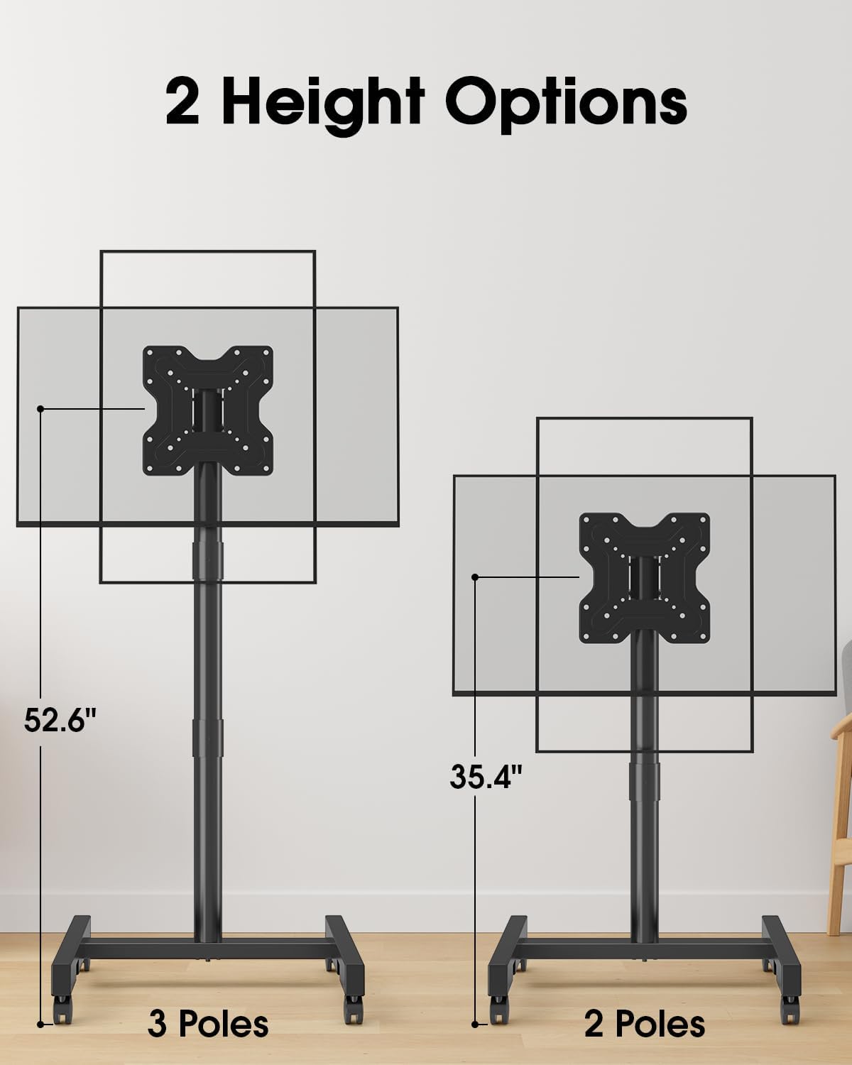 Thumbnail 5 de Xyndyx XYMTS02-WT-B Rolling TV Stand for 13–50-Inch TVs, 88-lb Capacity
