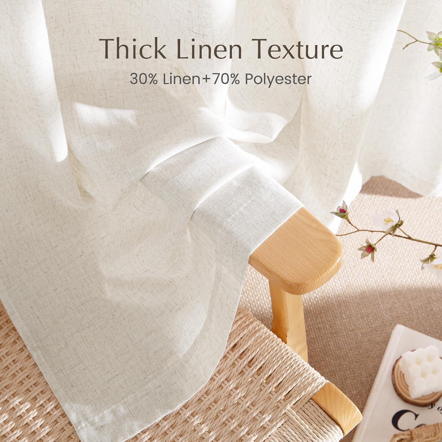 Detalle 2 de NICETOWN Linen Blend Curtains, 84 Inches