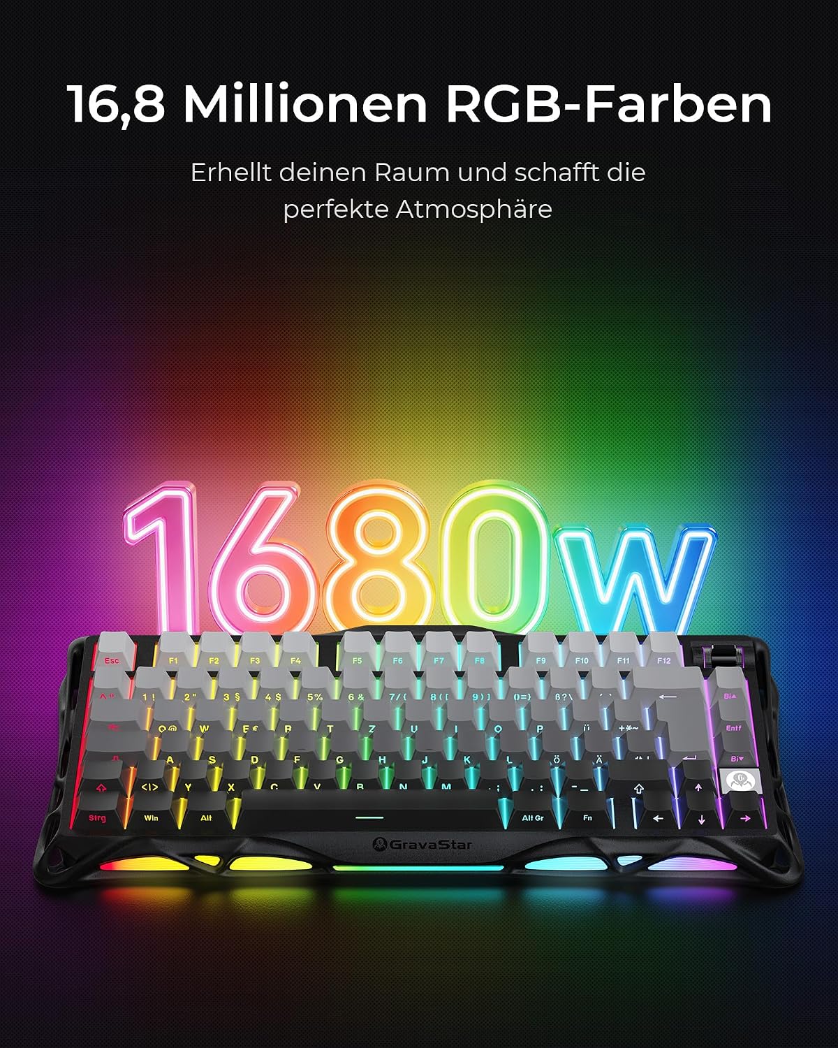Thumbnail 5 de GravaStar Mercury K1 75% mechanische Gaming-Tastatur (QWERTZ, DE) mit Exoskelett aus Magnesium, Tri-Mode, Hot Swap & RGB