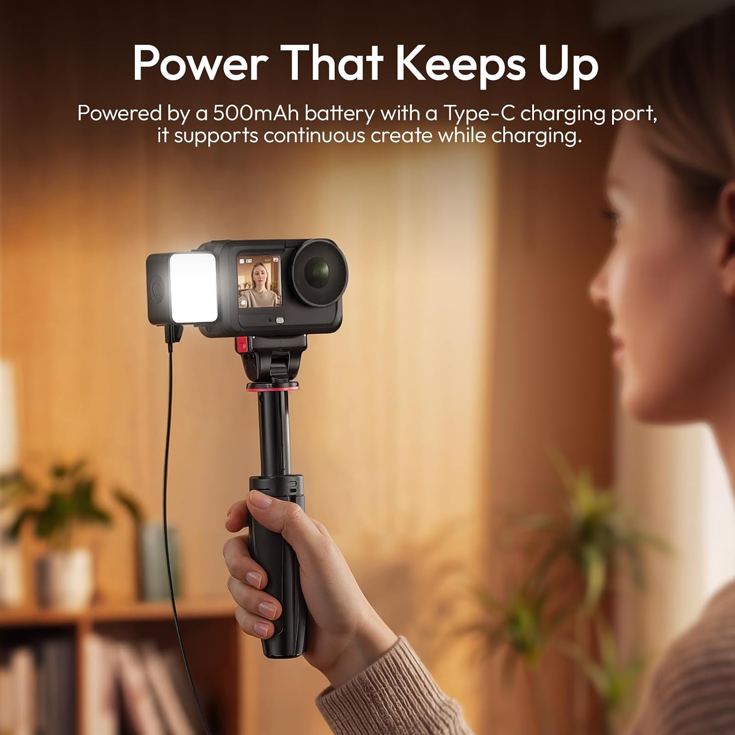 Detalle de ULANZI LM24 Mini Video-Licht für DJI Osmo Action 6 / Osmo Nano – magnetische LED-Leuchte mit IPX5