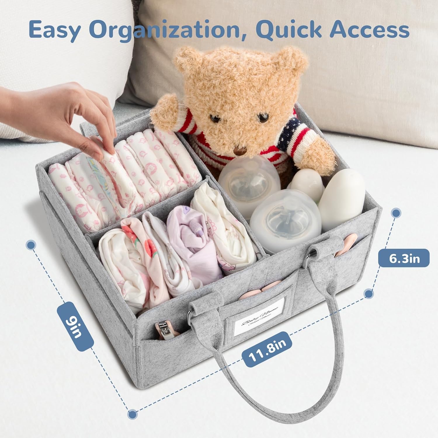 Detalle 2 de PaoveFor Diaper Caddy Organizer, 11.8 x 6.3 x 9.0 Inches