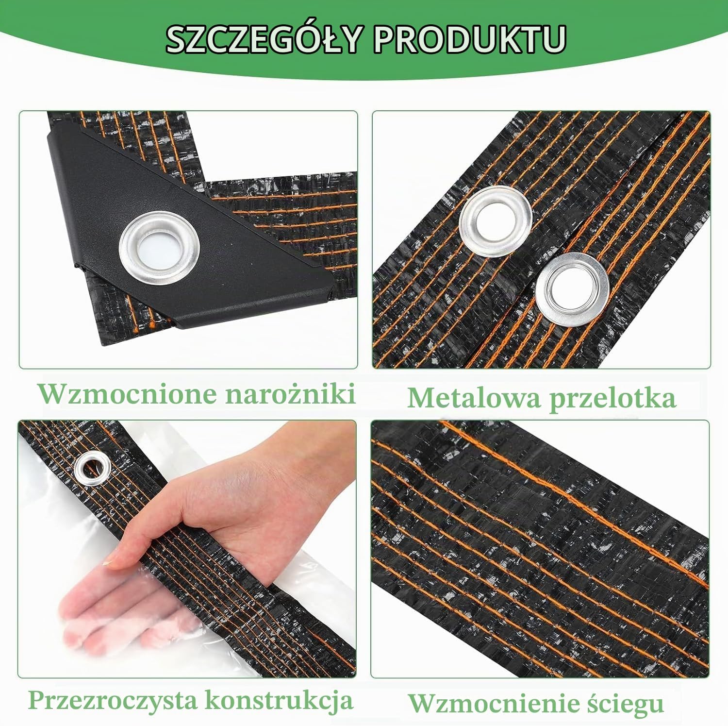 Detalle de MYXKHYLL Tarps Heavy Duty Waterproof – przezroczysta plandeka 2 × 5 m z oczkami