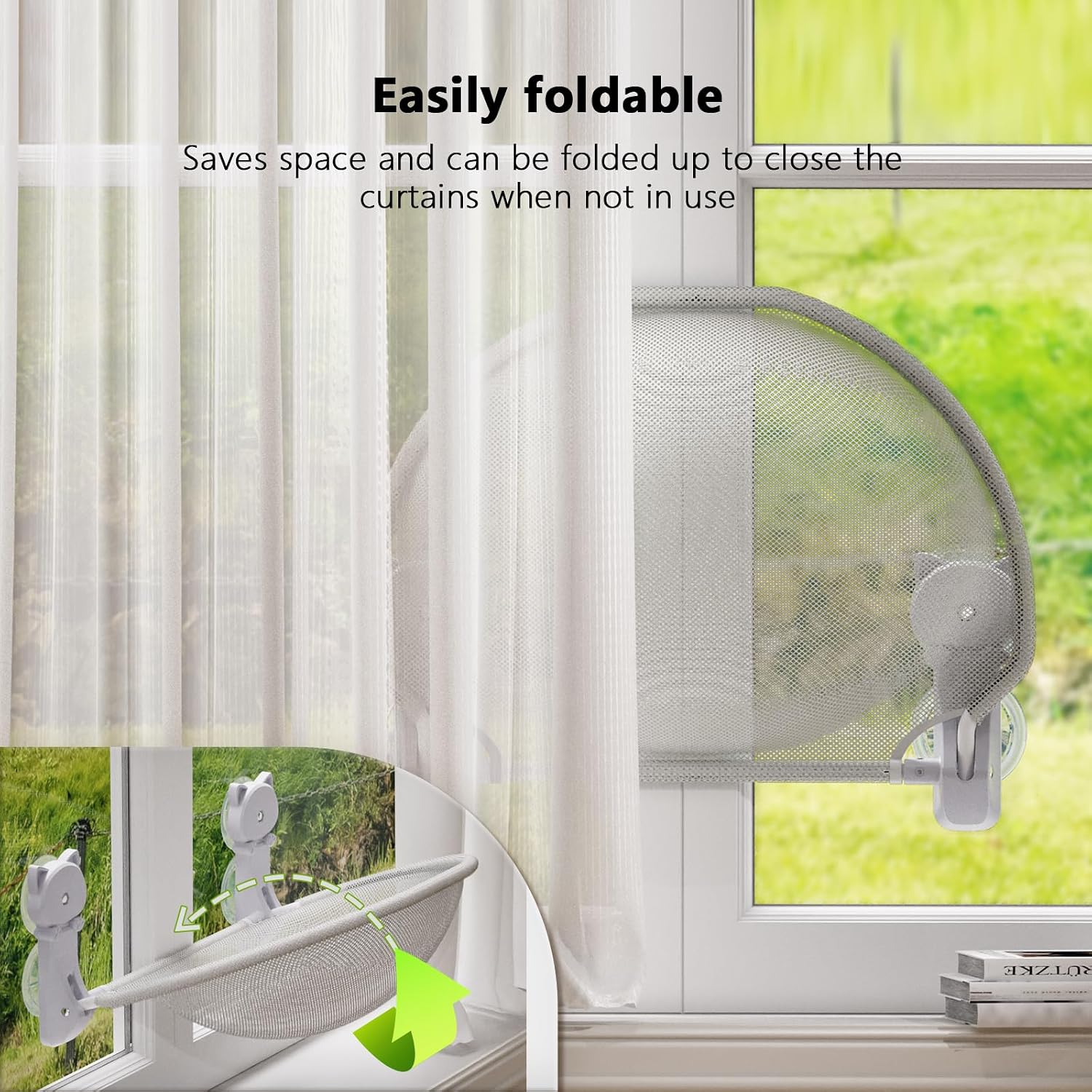 Detalle 2 de JUNSPOW Cat Window Perch 40 lb capacity 🐱