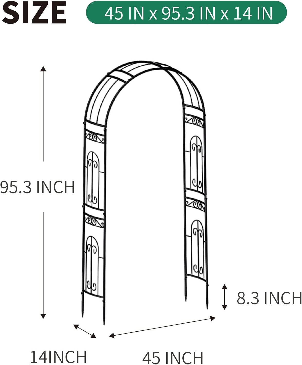 Thumbnail 2 de SCENDOR Rose Arch Arbour 87" Iron Garden Arch